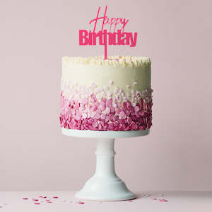 Cake Candle: Fun Font CAKE TOPPER HAPPY BIRTHDAY Pink