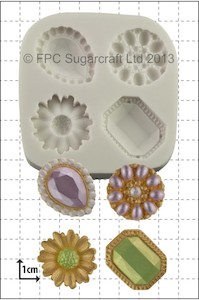 Fpc Sugarcraft: Jewelled Brooches (4) silicone mould