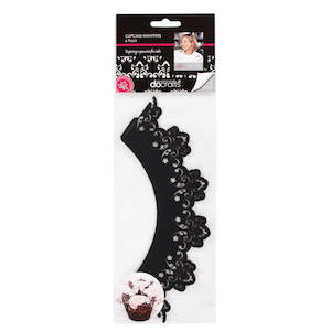 Little Venice Cake Co: Black Lace cupcake wrappers 6pc LVCC