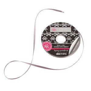 LVCC Silver 3mm Double satin ribbon spool x10 metres