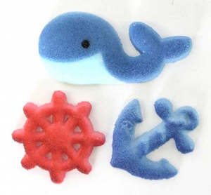 Lucks: Nautical Whale anchor and ships helm sugar icing decorations (12)