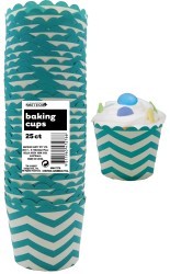 Chevron straight sided cupcake papers Caribbean Teal