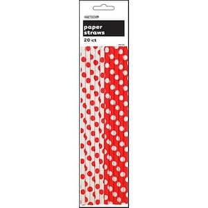 Meteor: 2 colourway Red and White polka dot retro paper straws