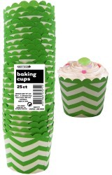 Chevron straight sided cupcake papers Green