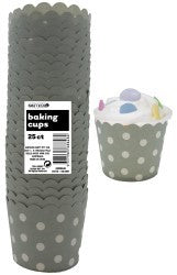 Meteor: Polka Dots Straight sided cupcake papers Silver