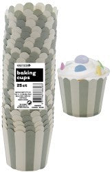 Stripes Straight sided cupcake papers Silver
