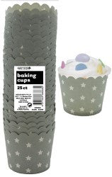 Stars Straight sided cupcake papers Silver