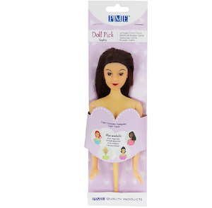 Doll pick Sophia brunette hair for dolly varden cake by PME