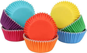 Rainbow foil lined multi colours cupcake papers by PME 100 pack
