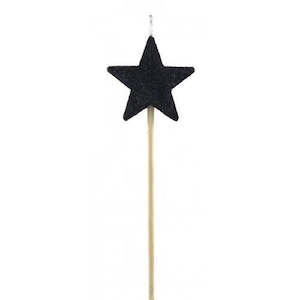 Alpen: Long wooden pick candle Star Black Glitter