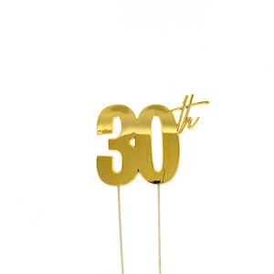 Cake Candle: Gold METAL CAKE TOPPER 30TH