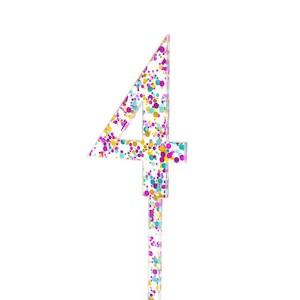 RAINBOW GLITTER NUMBER 4 CAKE TOPPER