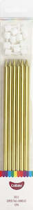 Gobake: Super Tall GOLD long candles 18cm (12PK)
