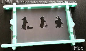 Easter bunny with eggs and backpack stencil by ibicci