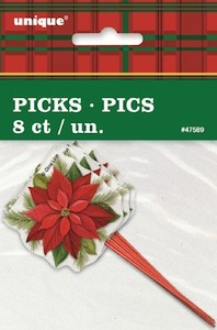 Meteor: Poinsettia flower Christmas cupcake picks