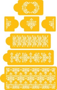 Scrolls Lacey Stencils: 5 tier lace stencil set
