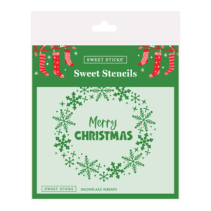 Geometric Patterned Stencils: Christmas Cake Snowflake Wreath Stencil by Sweet Sticks