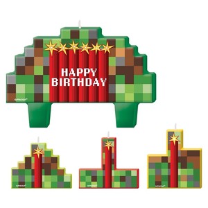 Licensed Character Candles: TNT Pixellated candle Happy birthday set