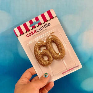 Special Age number candle gold glitter 60
