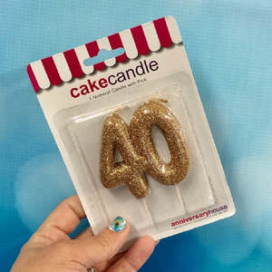 Special Age number candle gold glitter 40