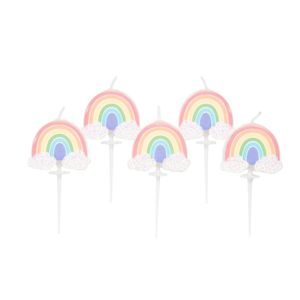 Childrens Candles: Pastel rainbow set of 5 pick candles