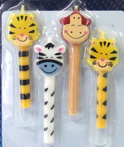 Childrens Candles: Shaped safari jungle zoo animal face candles