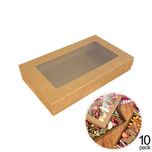 Valentines Packaging: Grazing Box with clear window pack of 10 brown boxes SMALL