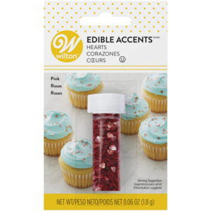 Edible glitter shapes Pink hearts by Wilton