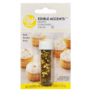 Edible glitter shapes Gold hearts by Wilton