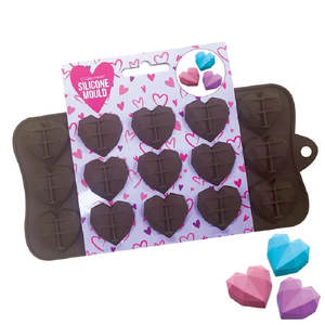 Valentines Silicone Icing Moulds: Geo heart chocolate mould bite size