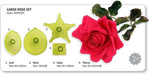 Large rose cutter set with calyx leaves and thorns by Jem