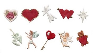 Valentines Icing Cutters: FMM Tappit Hearts and Cherubs fondant and gumpaste cutter