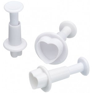 Set 3 heart shape plunger ejector cutters No 2