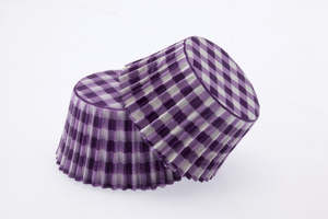 Gingham PURPLE standard cupcake papers