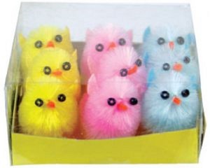 Easter Themed Toppers: Fluffy chicks for Easter 2cm 9pk coloured