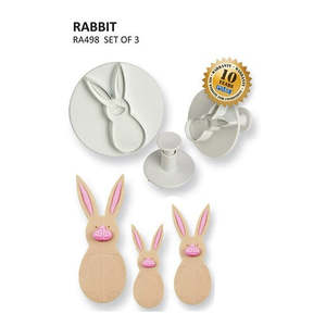 Easter Icing Cutters: Set 3 Rabbit or Bunny PME plunger ejector cutters