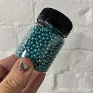 4mm metallic Peacock blue cachous jar by Kiwicakes 100ml jar