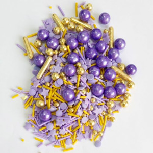 Purple Sprinkles: 80g sprinkle medley by Arcoiris Gold & Purple Mix