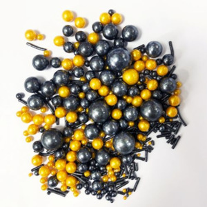 Black Sprinkles: 80g sprinkle medley by Arcoiris Gold Black