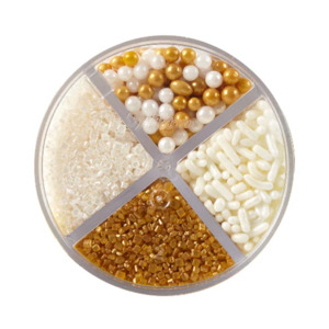 Metallic Sprinkles Gold & Pearl White Mix 4 cell container