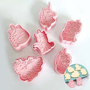 Unicorns Rainbow Cookie Cutters: Unicorn cookie cutter set of 6 with embosser
