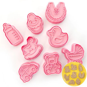 Big Cookie Cutter Sets: Baby cookie cutters with matching stamp embosser set of 8