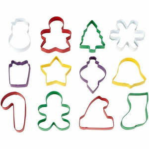Set 12 coloured metal Christmas cookie cutters