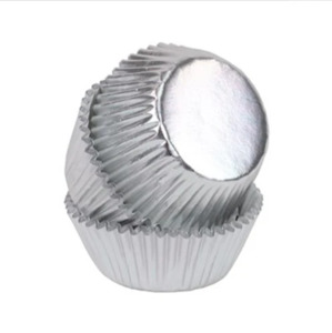 Foil baking cups silver mini cupcake papers 45 pack