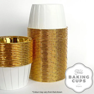 Foil baking cups cupcake papers White and Gold