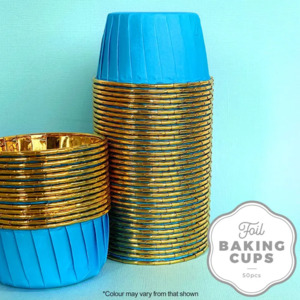 Foil baking cups cupcake papers Blue and Gold