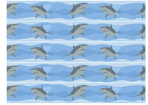 Sharks: Edible icing image CAKE STRIPS ribbons Sharks