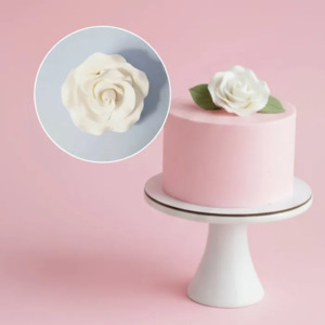 Flowers On Cakes: Large White single Rose icing flower