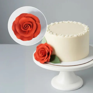 Flowers On Cakes: Large Red single Rose icing flower
