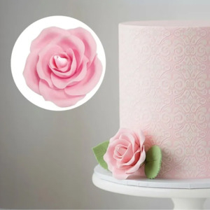 Flowers On Cakes: Large pink single Rose icing flower